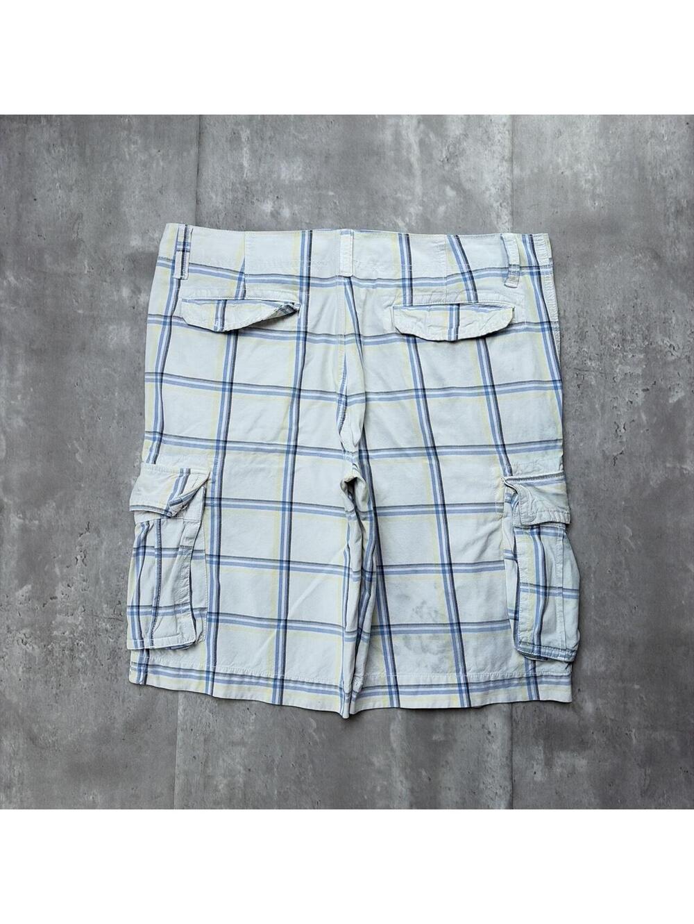 Y2K White Old Navy Surf Grunge Baggy Plaid Skater Shorts